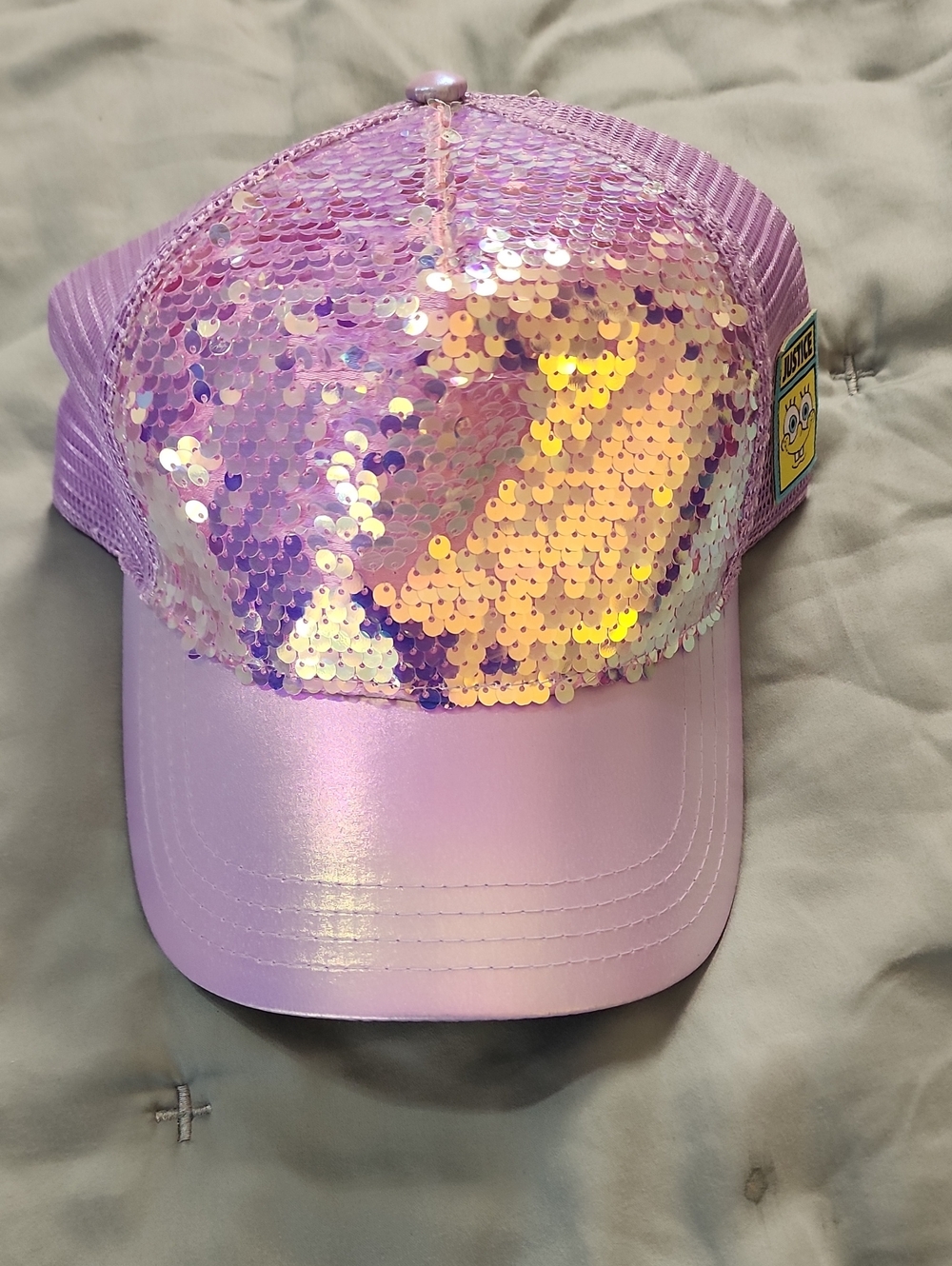 Kids Sequin Sparkle Baseball Cap - Lavender